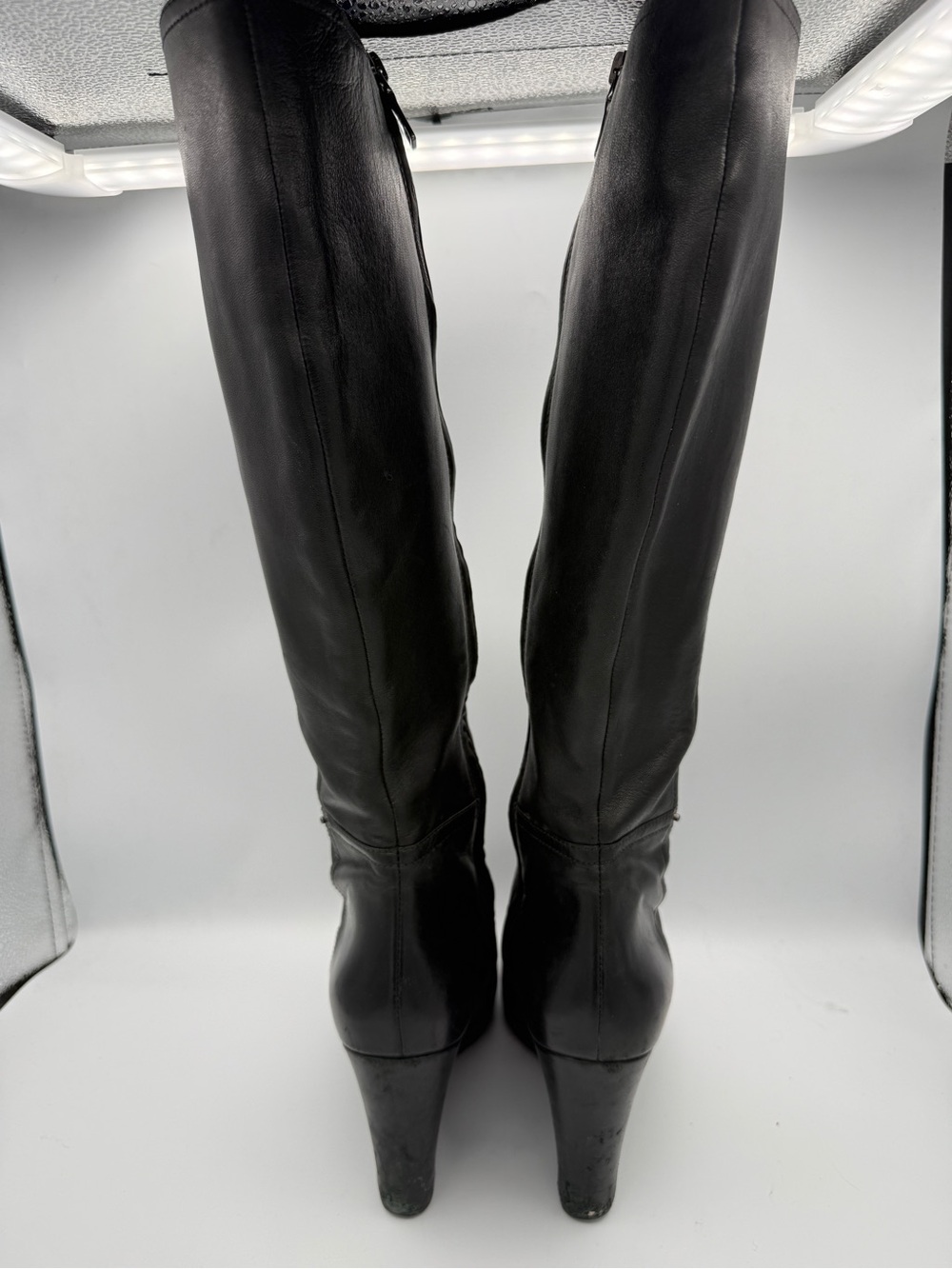 *Authentic* Prada Sport Black Leather Wedge Boots Knee High Quiet Luxury 39 - Picture 5 of 16